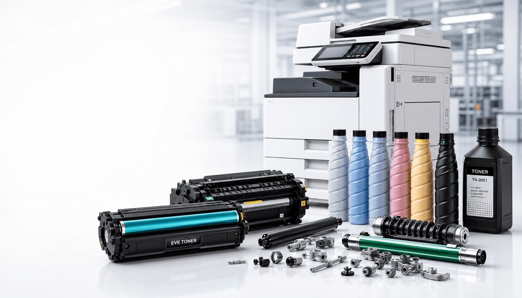 Compatible copier toner and spare parts product system